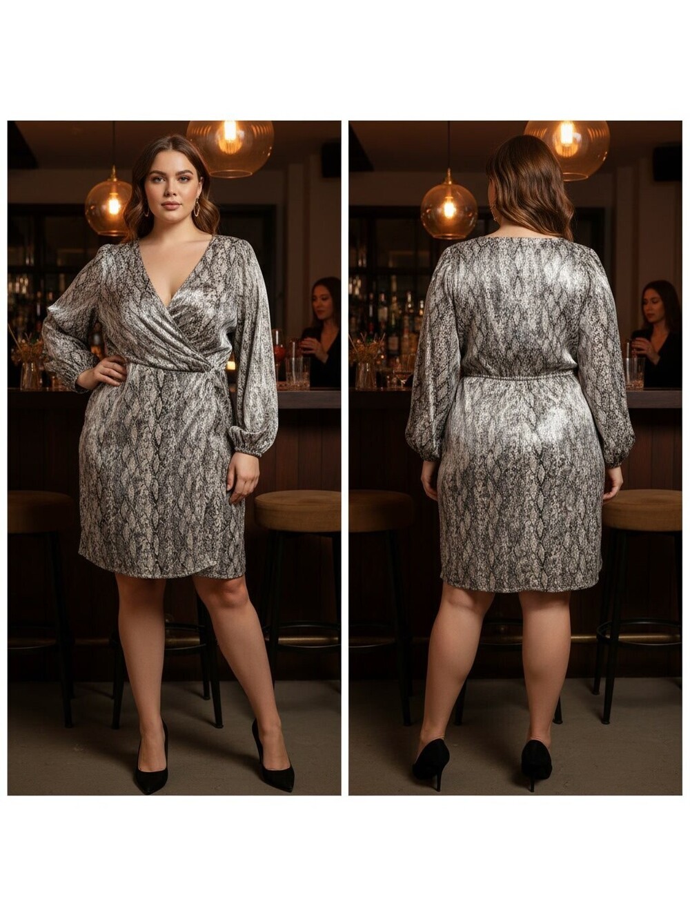 1639 - AVA & VIV Women's Plus Size 2X Snake Print Dress